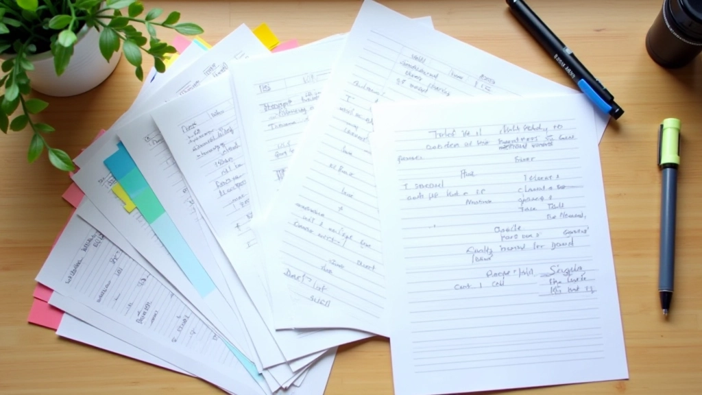 Planning documents spread on desk showing 90-day action plan layout