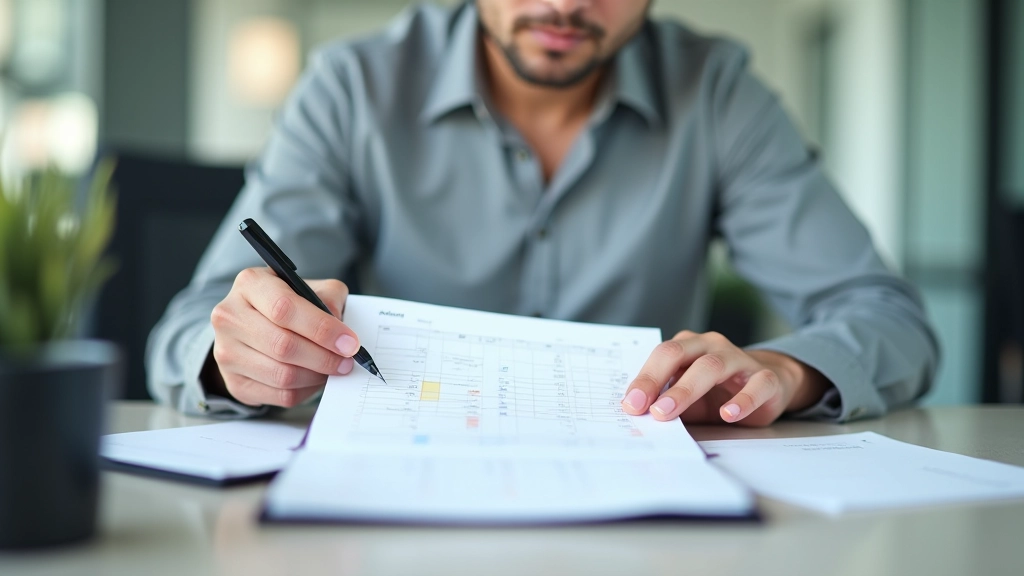Person at desk reviewing action plan with calendar and progress tracker visible